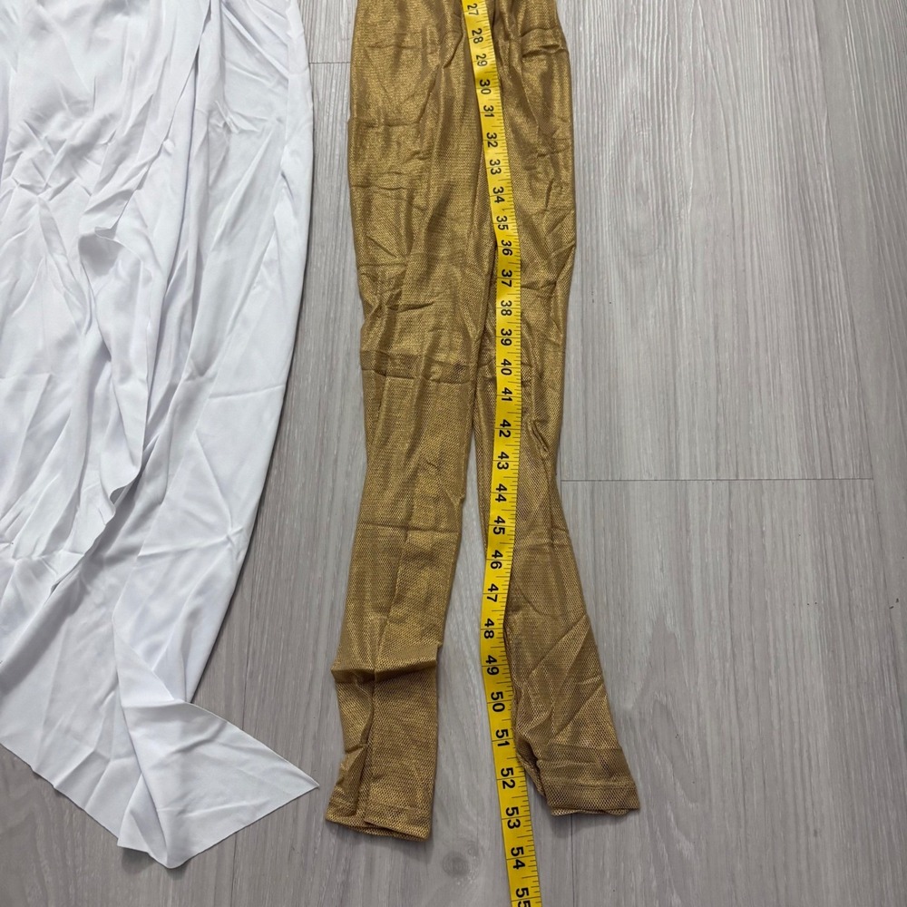 Leg Avenue Golden Goddess Costume Size S/P 3 Piece Catsuit Dress Headpiece - Picture 9 of 12